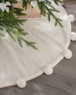 WeRChristmas Fur Pom Pom Tree Skirt, Cream, 120 Cm^ Skirts & Collars