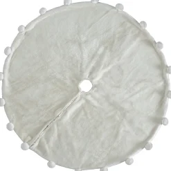 WeRChristmas Fur Pom Pom Tree Skirt, Cream, 120 Cm^ Skirts & Collars
