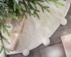 WeRChristmas Fur Pom Pom Tree Skirt, Cream, 120 Cm^ Skirts & Collars