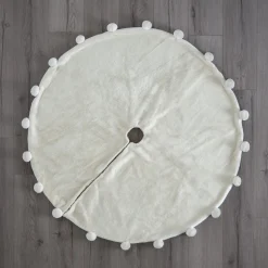 WeRChristmas Fur Pom Pom Tree Skirt, Cream, 120 Cm^ Skirts & Collars