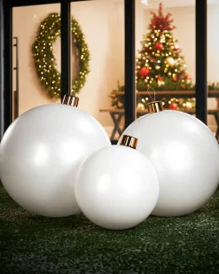 WeRChristmas Inflatable Christmas Bauble, White, 66 Cm^ Inflatables|Outdoor Inflatable Baubles