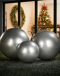 WeRChristmas Inflatable Christmas Bauble, Silver, 76 Cm^ Inflatables|Outdoor Inflatable Baubles