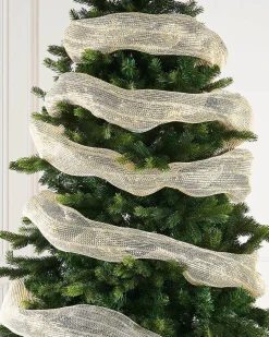WeRChristmas Ivory Mesh With Pale Gold Foil, 9 M^ Deco Mesh