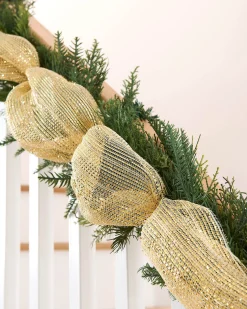WeRChristmas Ivory Mesh With Pale Gold Foil, 9 M^ Deco Mesh