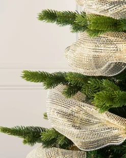 WeRChristmas Ivory Mesh With Pale Gold Foil, 9 M^ Deco Mesh