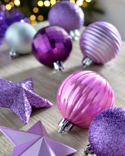 WeRChristmas Lilac Shatterproof Baubles Set, 42 Pack^ Shatterproof Baubles