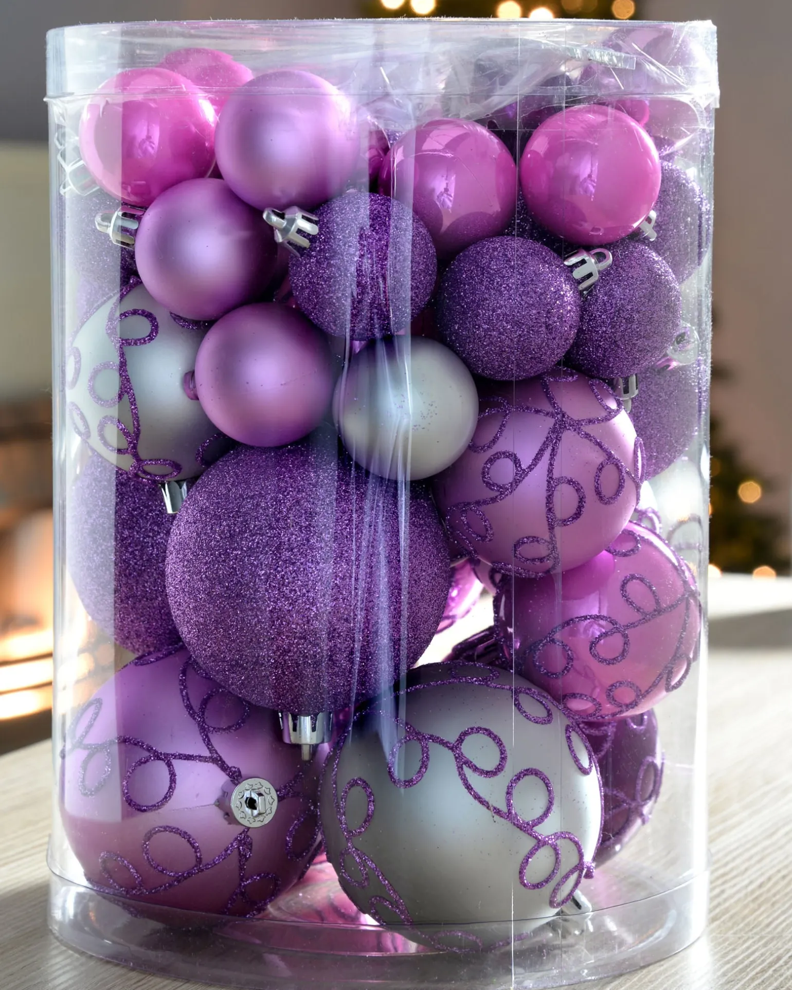 WeRChristmas Lilac Shatterproof Baubles, 50 Pack^ Shatterproof Baubles