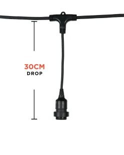 WeRChristmas LINK FESTOON E27 Long Drop Belt, Connectable, 10 Sockets, 100 Cm Spacing^ Link Festoon|Festoon Lights