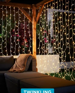 WeRChristmas LINK PRO LED Curtain Lights, White Cable, 2.5 M Drop, Warm White / White^ Link Pro|Curtain & Net Lights
