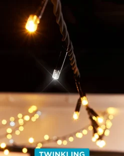 WeRChristmas LINK PRO Twinkle LED String Lights, Black Cable, Warm White / White^ Link Pro|Connectable Lights