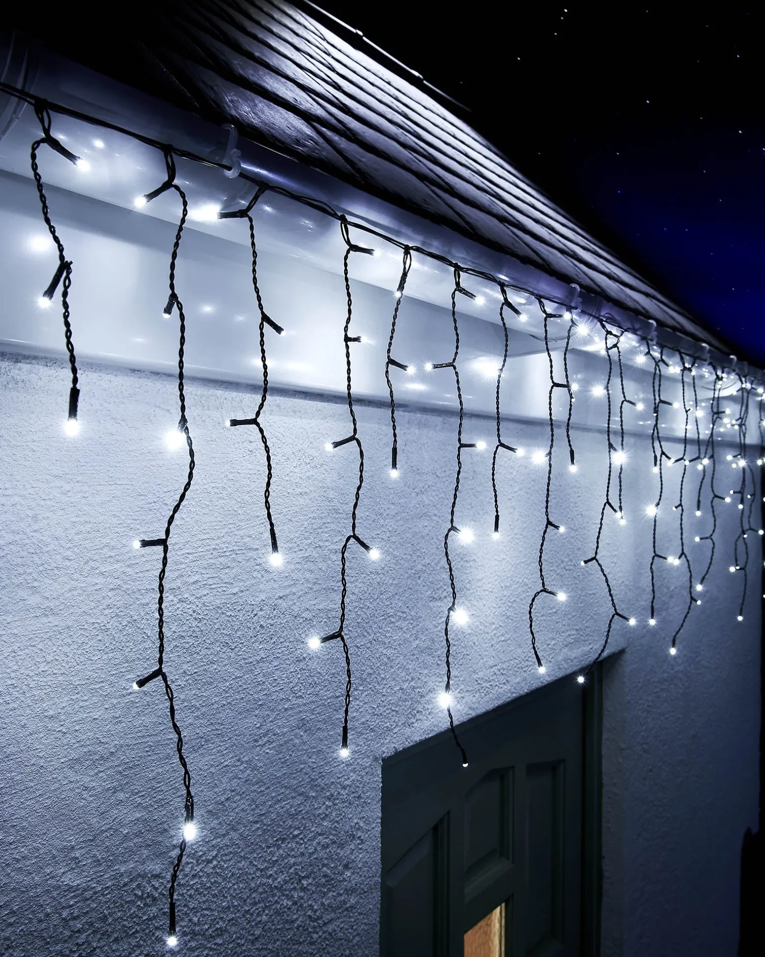 WeRChristmas LINK UP LED Icicle Lights, Black Cable, White^ Link Up|Connectable Lights