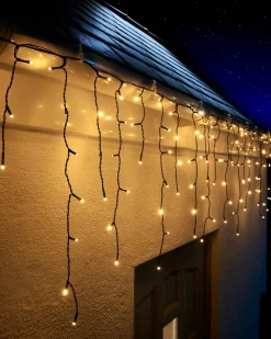 WeRChristmas LINK UP LED Icicle Lights, Black Cable, Warm White^ Link Up|Icicle Lights