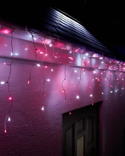 WeRChristmas LINK UP LED Icicle Lights, White Cable, Pink / White^ Link Up|Icicle Lights