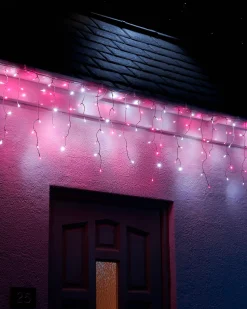 WeRChristmas LINK UP LED Icicle Lights, White Cable, Pink / White^ Link Up|Icicle Lights