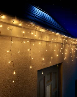 WeRChristmas LINK UP LED Icicle Lights, White Cable, Warm White^ Link Up|Connectable Lights