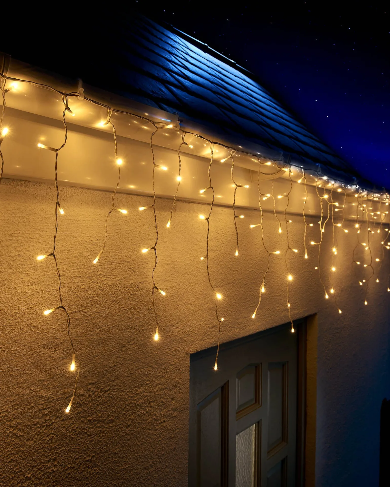 WeRChristmas LINK UP LED Icicle Lights, White Cable, Warm White^ Link Up|Connectable Lights