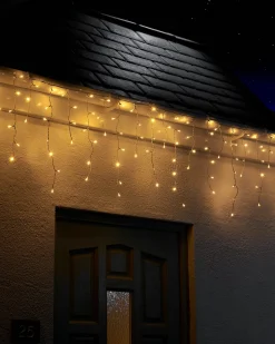 WeRChristmas LINK UP LED Icicle Lights, White Cable, Warm White^ Link Up|Connectable Lights