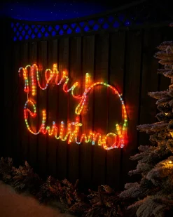WeRChristmas Merry Christmas Rope Light Silhouette, 100 Cm^ Festive Star, Snowflake & Sign Lights