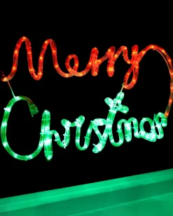 WeRChristmas Merry Christmas Rope Light Silhouette, 55 Cm^ Window Silhouettes|Festive Star, Snowflake & Sign Lights