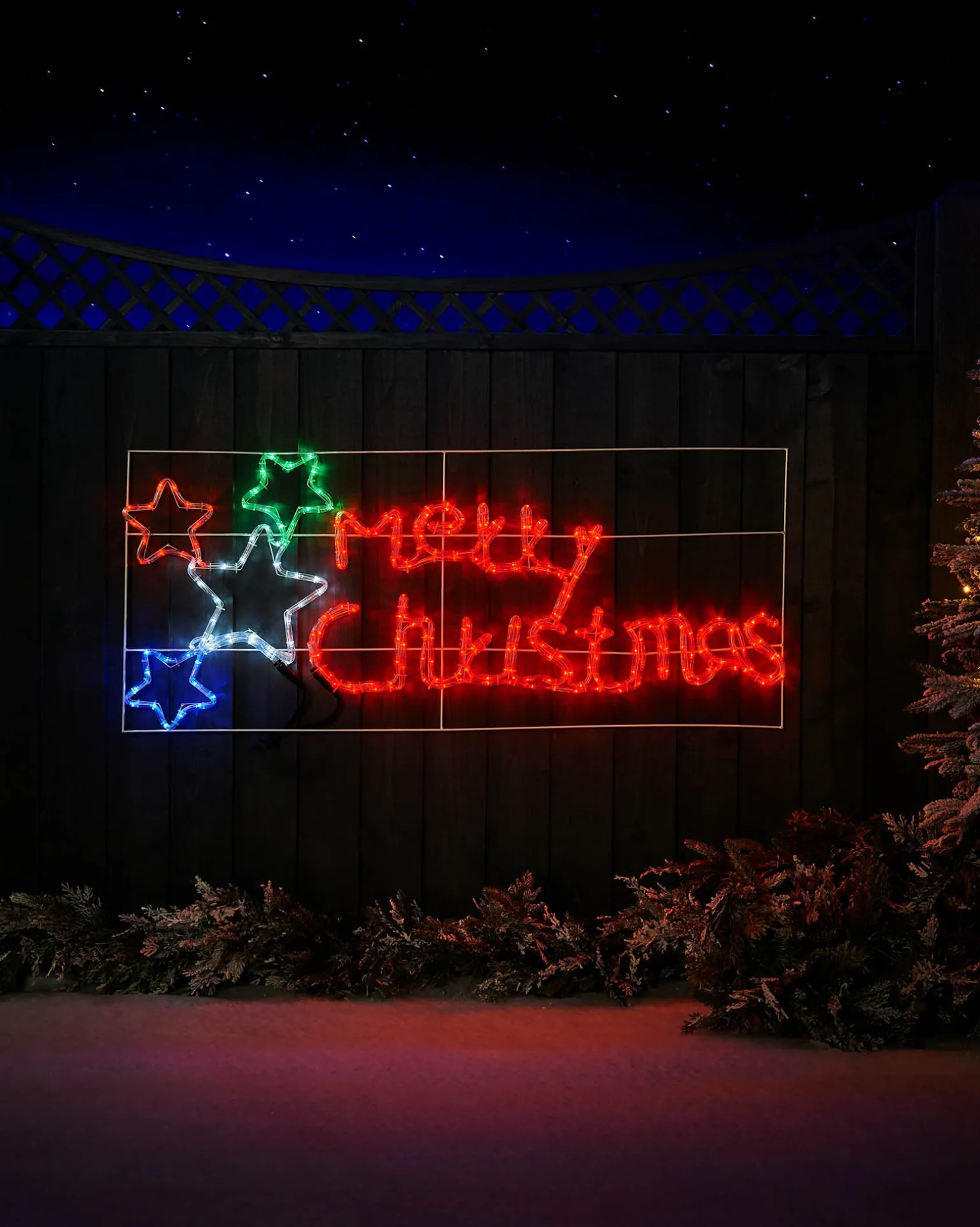 WeRChristmas Merry Christmas Rope Light Silhouette, 125 Cm^ Festive Star, Snowflake & Sign Lights