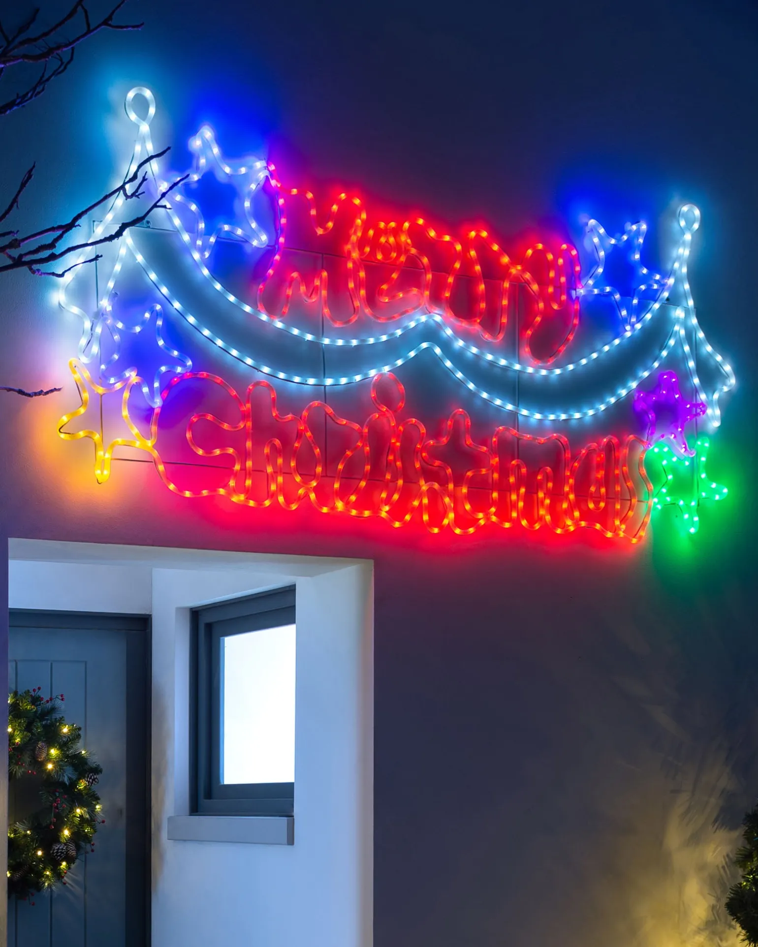 WeRChristmas Merry Christmas Rope Light Silhouette, 195 Cm^ Festive Star, Snowflake & Sign Lights
