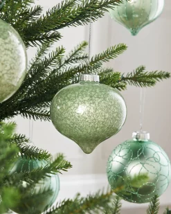 WeRChristmas Mint Green Glass Baubles, 6 Pack, 10 Cm^ Glass Baubles