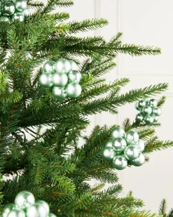 WeRChristmas Mint Green Glass Berry Cluster Baubles, 10 Pack^ Glass Baubles