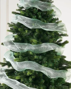 WeRChristmas Mint Green Mesh With Silver Foil, 9 M^ Deco Mesh