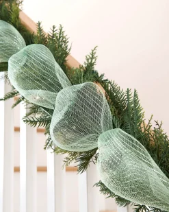 WeRChristmas Mint Green Mesh With Silver Foil, 9 M^ Deco Mesh