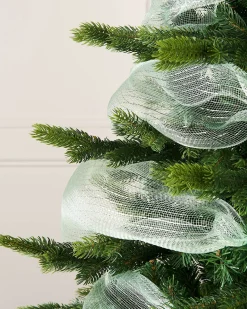 WeRChristmas Mint Green Mesh With Silver Foil, 9 M^ Deco Mesh