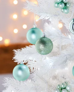 WeRChristmas Mint Green Shatterproof Baubles, 42 Pack, 6 Cm^ Shatterproof Baubles