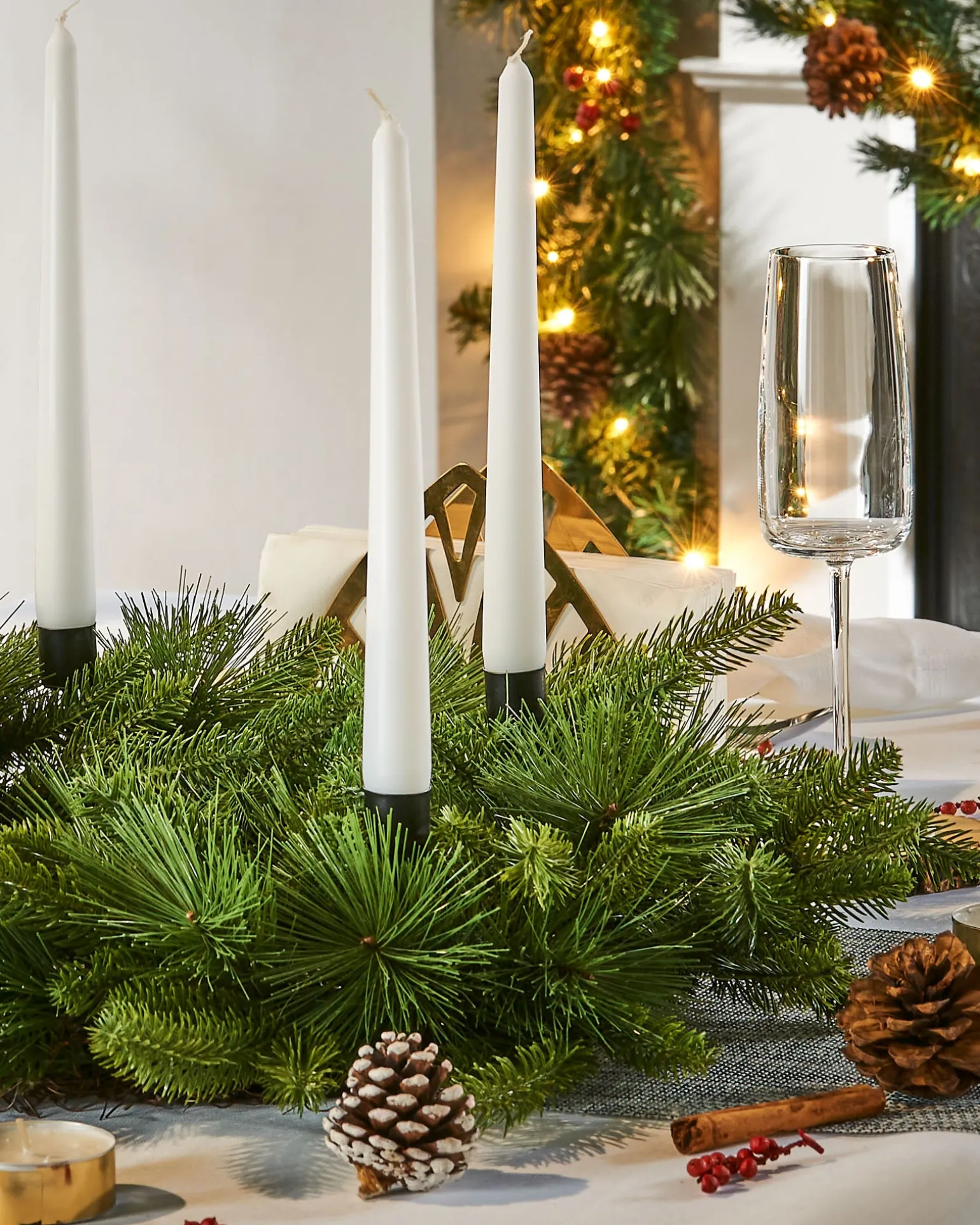 WeRChristmas Mixed Pine Candle Holder Wreath, 60 Cm^ Table Decorations|Plain Wreaths