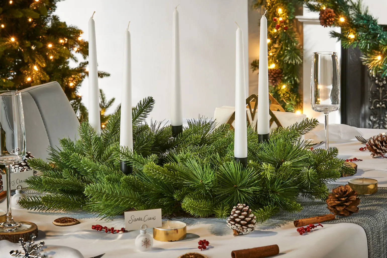 WeRChristmas Mixed Pine Candle Holder Wreath, 60 Cm^ Table Decorations|Plain Wreaths