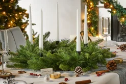 WeRChristmas Mixed Pine Candle Holder Wreath, 60 Cm^ Table Decorations|Plain Wreaths