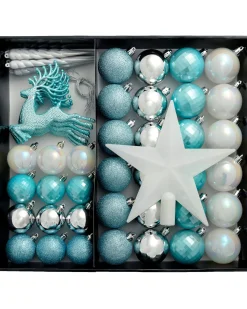WeRChristmas Multi Blue Shatterproof Baubles Set, 50 Pack^ Shatterproof Baubles