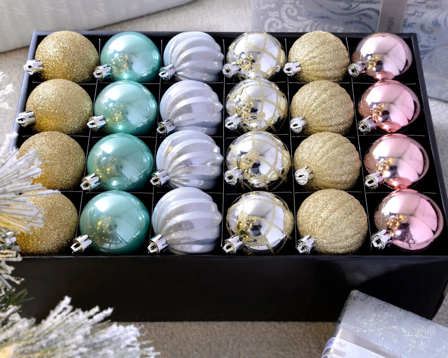 WeRChristmas Multi Gold Shatterproof Baubles, 48 Pack, 6 Cm^ Shatterproof Baubles