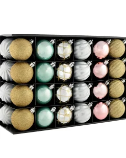 WeRChristmas Multi Gold Shatterproof Baubles, 48 Pack, 6 Cm^ Shatterproof Baubles