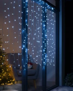 WeRChristmas Multi-Function 300 LED Connectable Curtain Light String, Bright White^ Connectable Lights