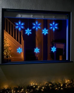 WeRChristmas Multi-Function Snowflake Curtain Light, Blue, 1.6 M^ Window Silhouettes|Curtain & Net Lights