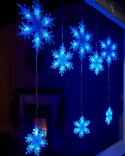 WeRChristmas Multi-Function Snowflake Curtain Light, Blue, 1.6 M^ Window Silhouettes|Curtain & Net Lights