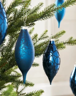 WeRChristmas Navy Blue Glass Baubles, 5 Pack, 15 Cm^ Glass Baubles