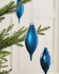WeRChristmas Navy Blue Glass Baubles, 5 Pack, 15 Cm^ Glass Baubles