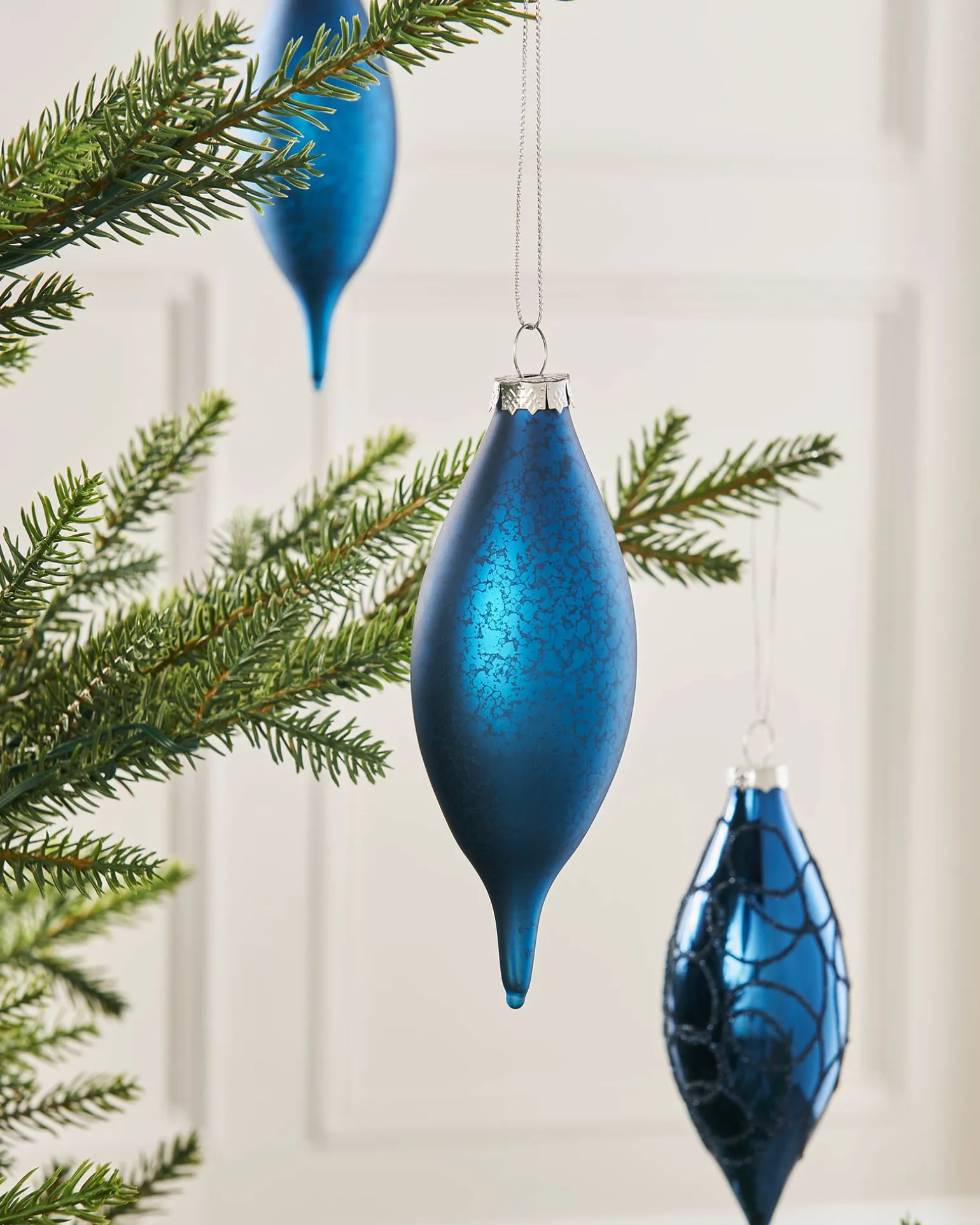WeRChristmas Navy Blue Glass Baubles, 5 Pack, 15 Cm^ Glass Baubles