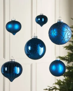 WeRChristmas Navy Blue Glass Baubles, 6 Pack, 10 Cm^ Glass Baubles