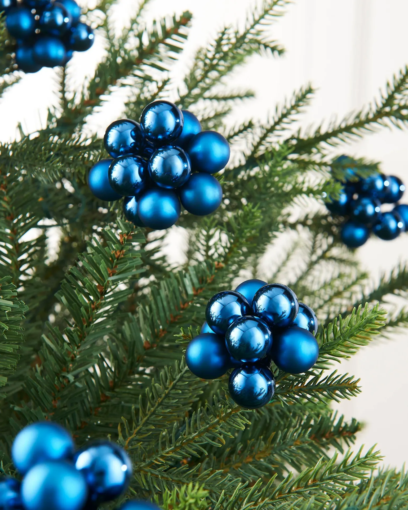 WeRChristmas Navy Blue Glass Berry Cluster Baubles, 10 Pack^ Glass Baubles