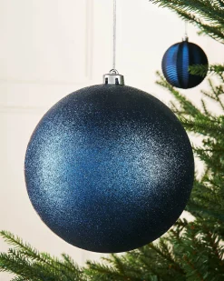 WeRChristmas Navy Blue Large Glitter Shatterproof Bauble, 20 Cm^ Oversized Baubles|Shatterproof Baubles