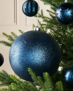 WeRChristmas Navy Blue Large Glitter Shatterproof Bauble, 20 Cm^ Oversized Baubles|Shatterproof Baubles