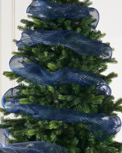 WeRChristmas Navy Blue Mesh With Navy Blue Foils, 9 M^ Deco Mesh