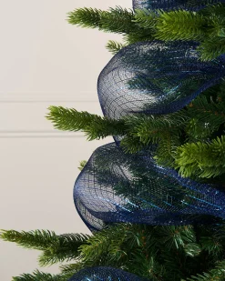 WeRChristmas Navy Blue Mesh With Navy Blue Foils, 9 M^ Deco Mesh