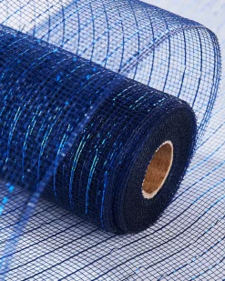 WeRChristmas Navy Blue Mesh With Navy Blue Foils, 9 M^ Deco Mesh